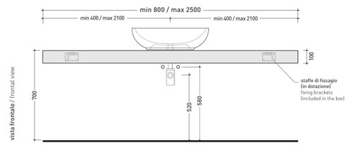 Immagine di Flaminia FORTY6 mensola L.80 P.46 H.10 cm, per lavabo Nuda 60 (art.5083), colore nero finitura lucido F65083NE