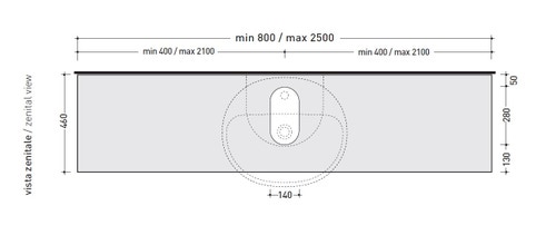 Immagine di Flaminia FORTY6 mensola L.80 P.46 H.10 cm, per lavabo Nuda 60 (art.5083), colore nero finitura lucido F65083NE