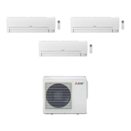 Immagine di Mitsubishi SMART R32 Climatizzatore trial split inverter | unità esterna 5 kW unità interne 9000+9000+9000 BTU MXZ-3HA50VF+3xMSZ-HR25VF