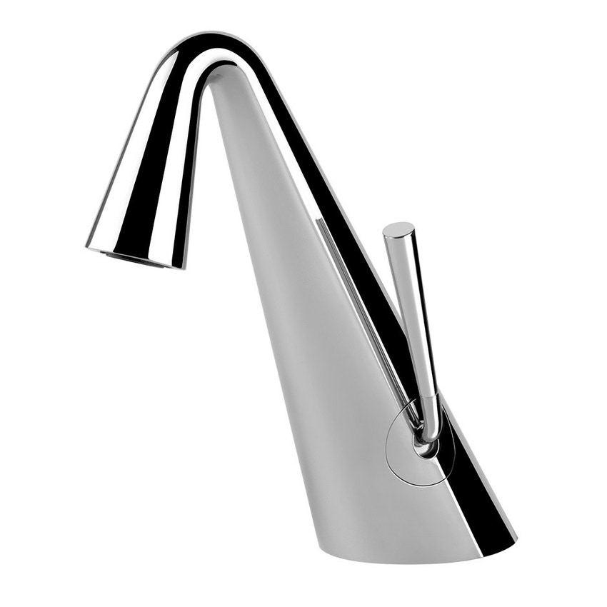 Immagine di Gessi CONO miscelatore lavabo H.18 cm, senza scarico, con flessibili di collegamento, finitura finox 45001#149