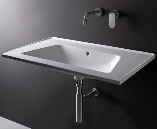 Immagine di Flaminia BLOOM 85 consolle sospesa 87 cm, con troppopieno, colore bianco finitura lucido BM85L