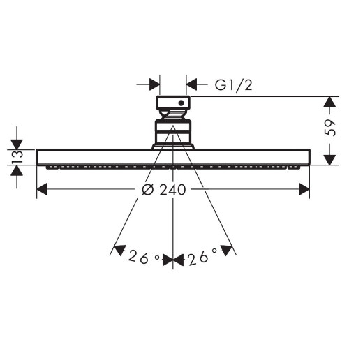 Immagine di Hansgrohe RAINDANCE SELECT S soffione doccia 240, 1 jet PowdeRain, finitura cromo 27623000