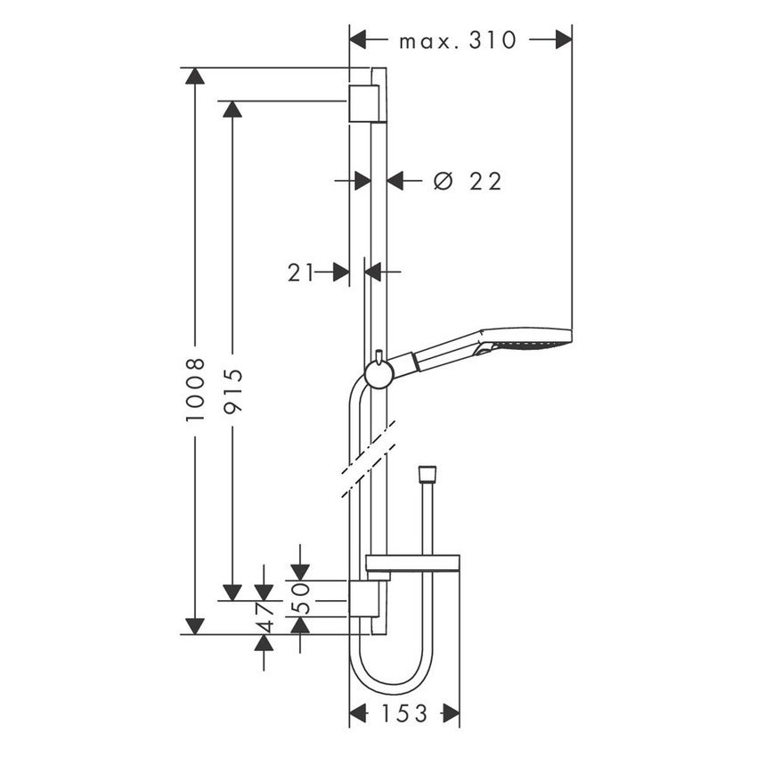 Immagine di Hansgrohe RAINDANCE SELECT S set doccia 120, 3 jet, PowderRain con asta doccia 90 cm, finitura cromo 27667000