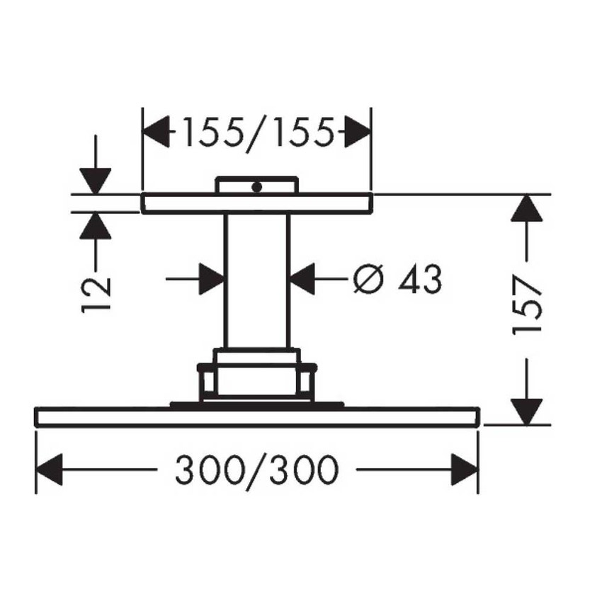 Immagine di Axor SHOWERSOLUTIONS soffione doccia 300/300, 1 jet, con fissaggio a soffitto, finitura cromo 35316000