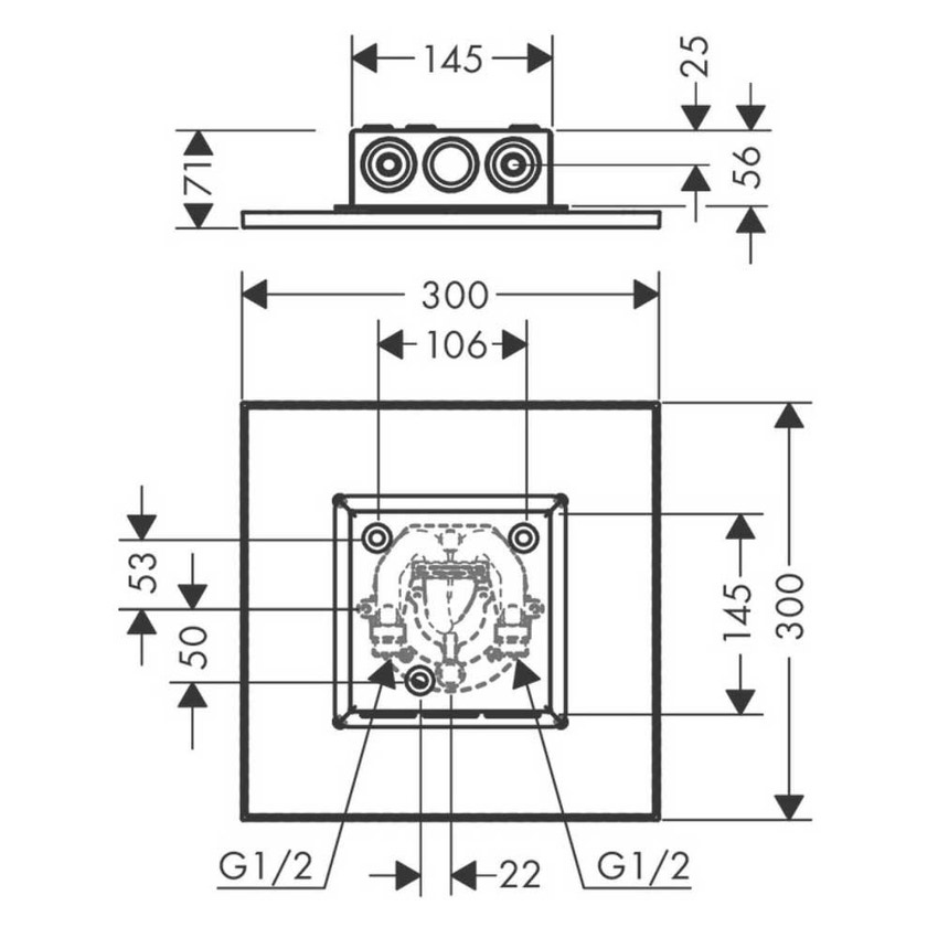 Immagine di Axor SHOWERSOLUTIONS soffione doccia 300/300, 1 jet, a filo soffitto, finitura cromo 35317000