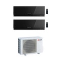 Immagine di Mitsubishi MSZ-EF Kirigamine ZEN R32 Climatizzatore dual split inverter, nero | unità esterna 3.3 kW unità interne 5000+7000 BTU MXZ-2F33VF+MSZ-EF18VGB+MSZ-EF22VGB