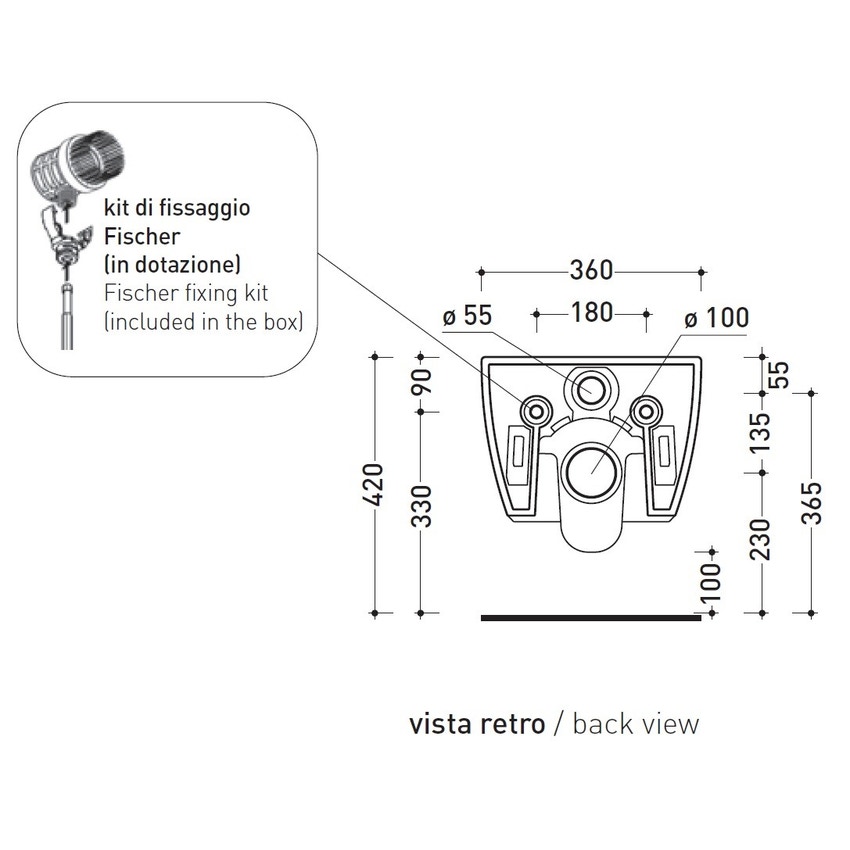 Immagine di Flaminia MINIAPP vaso sospeso, colore bianco finitura lucido AP119