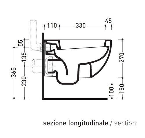 Immagine di Flaminia MINIAPP vaso sospeso, colore bianco finitura lucido AP119