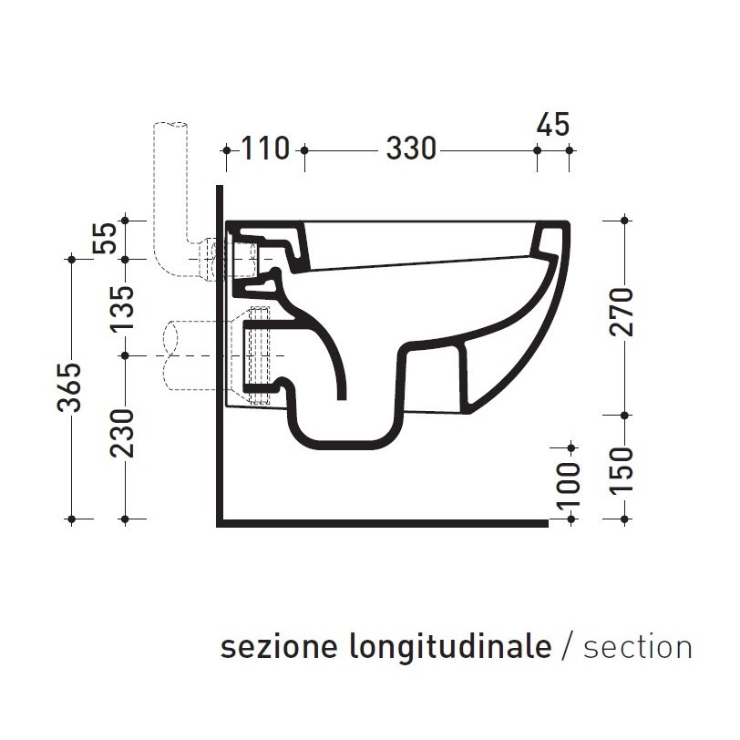 Immagine di Flaminia MINIAPP vaso sospeso, colore bianco finitura lucido AP119