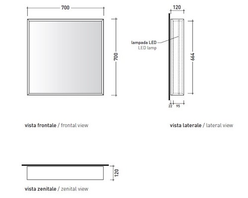 Immagine di Flaminia APP specchio 70 cm, reversibile, con illuminazione led su tutto il perimetro, con cornice verniciata, colore bianco finitura opaco AP70B