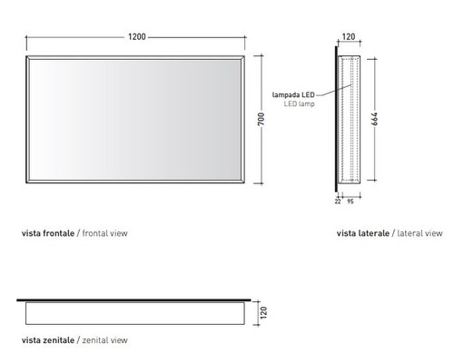 Immagine di Flaminia APP specchio L.120 H.70 cm, reversibile, con illuminazione led su tutto il perimetro, con cornice verniciata, colore bianco finitura opaco AP120B