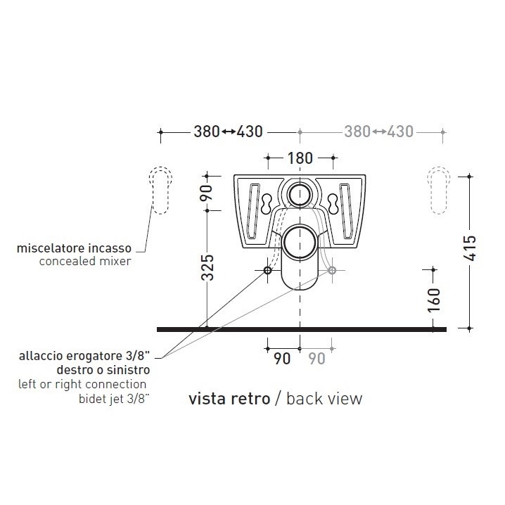 Immagine di Flaminia LINK vaso sospeso con sistema goclean® ed erogatore bidet, senza sedile, colore bianco finitura lucido 5051/WCG-ERWCB