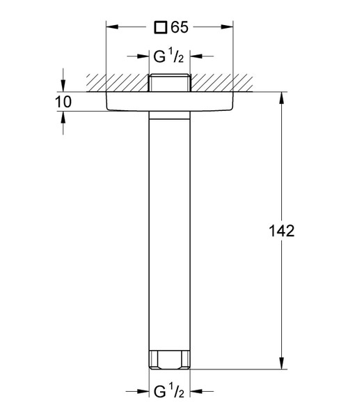Immagine di Grohe RAINSHOWER braccio a soffitto per soffione doccia, lunghezza 14 cm, finitura cromo 27485000