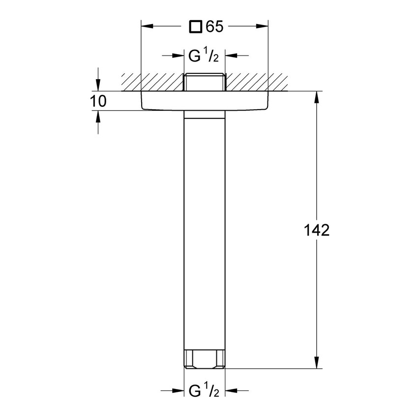 Immagine di Grohe RAINSHOWER braccio a soffitto per soffione doccia, lunghezza 14 cm, finitura cromo 27485000