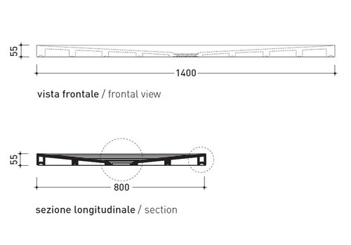 Immagine di Flaminia WATER DROP piatto doccia rettangolare L.140 P.80 cm, da appoggio o incasso filo pavimento, colore bianco finitura lucido DR140