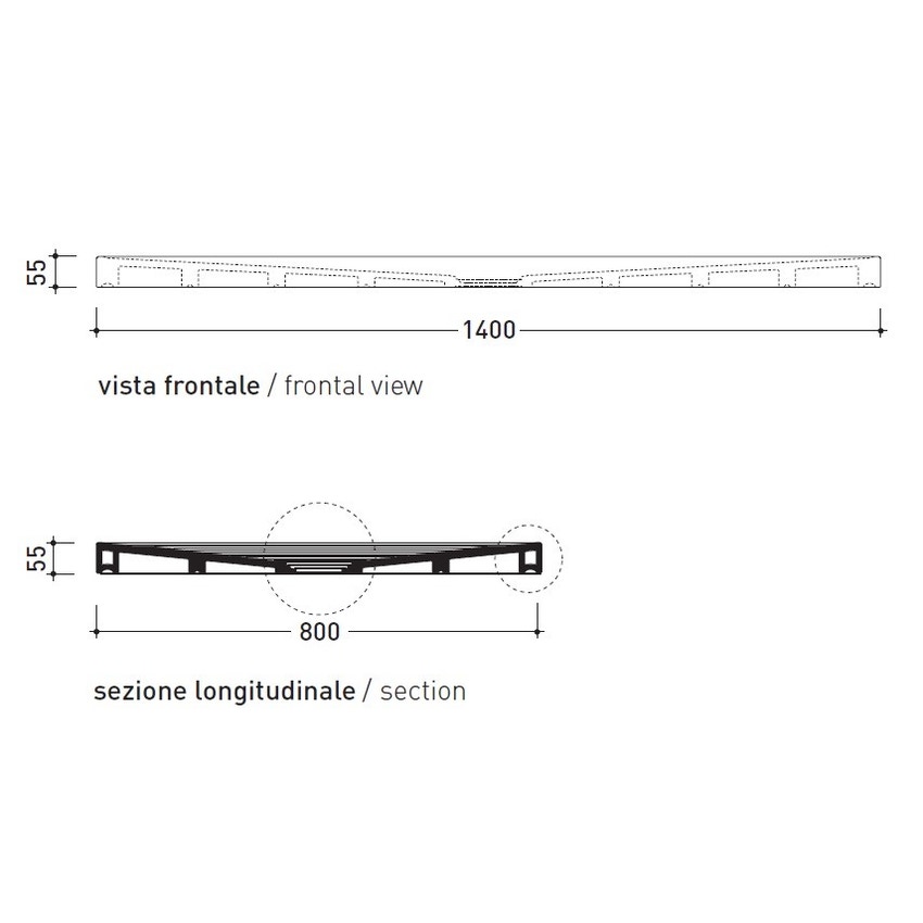 Immagine di Flaminia WATER DROP piatto doccia rettangolare L.140 P.80 cm, da appoggio o incasso filo pavimento, colore bianco finitura lucido DR140
