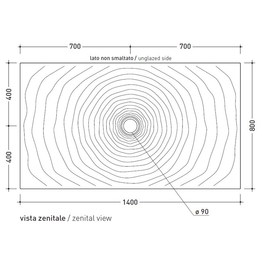 Immagine di Flaminia WATER DROP piatto doccia rettangolare L.140 P.80 cm, da appoggio o incasso filo pavimento, colore bianco finitura lucido DR140