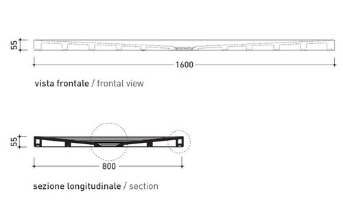 Immagine di Flaminia WATER DROP piatto doccia rettangolare L.160 P.80 cm, da appoggio o incasso filo pavimento, colore bianco latte finitura opaco DR8016LAT
