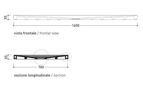 Immagine di Flaminia WATER DROP piatto doccia rettangolare L.160 P.70 cm, da appoggio o incasso filo pavimento, colore bianco finitura lucido DR7016