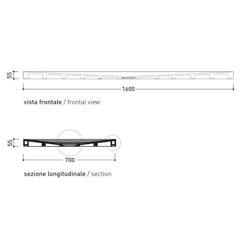 Immagine di Flaminia WATER DROP piatto doccia rettangolare L.160 P.70 cm, da appoggio o incasso filo pavimento, colore bianco finitura lucido DR7016