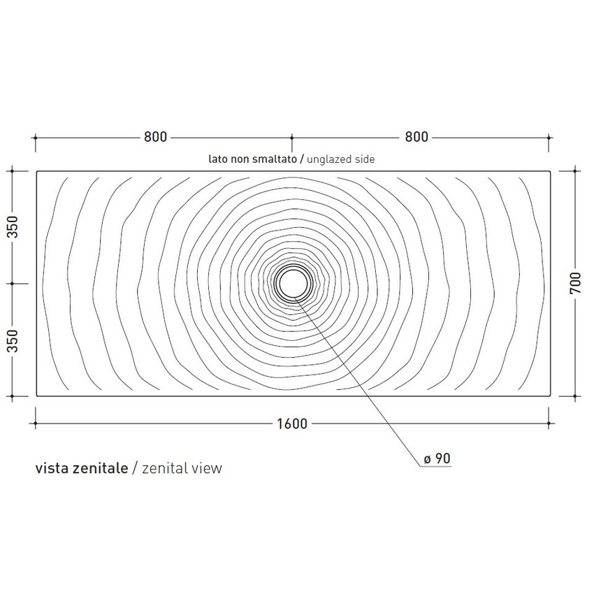 Immagine di Flaminia WATER DROP piatto doccia rettangolare L.160 P.70 cm, da appoggio o incasso filo pavimento, colore bianco finitura lucido DR7016