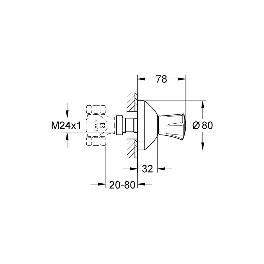 Immagine di Grohe ADRIA parte esterna per rubinetti da incasso, profondità di installazione regolabile, senza corpo incasso, finitura cromo 19808001