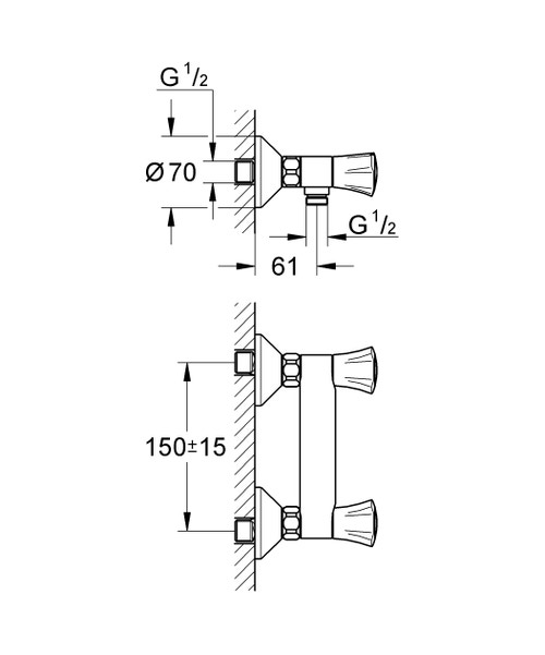 Immagine di Grohe ADRIA batteria per doccia, a parete, finitura cromo 26330001