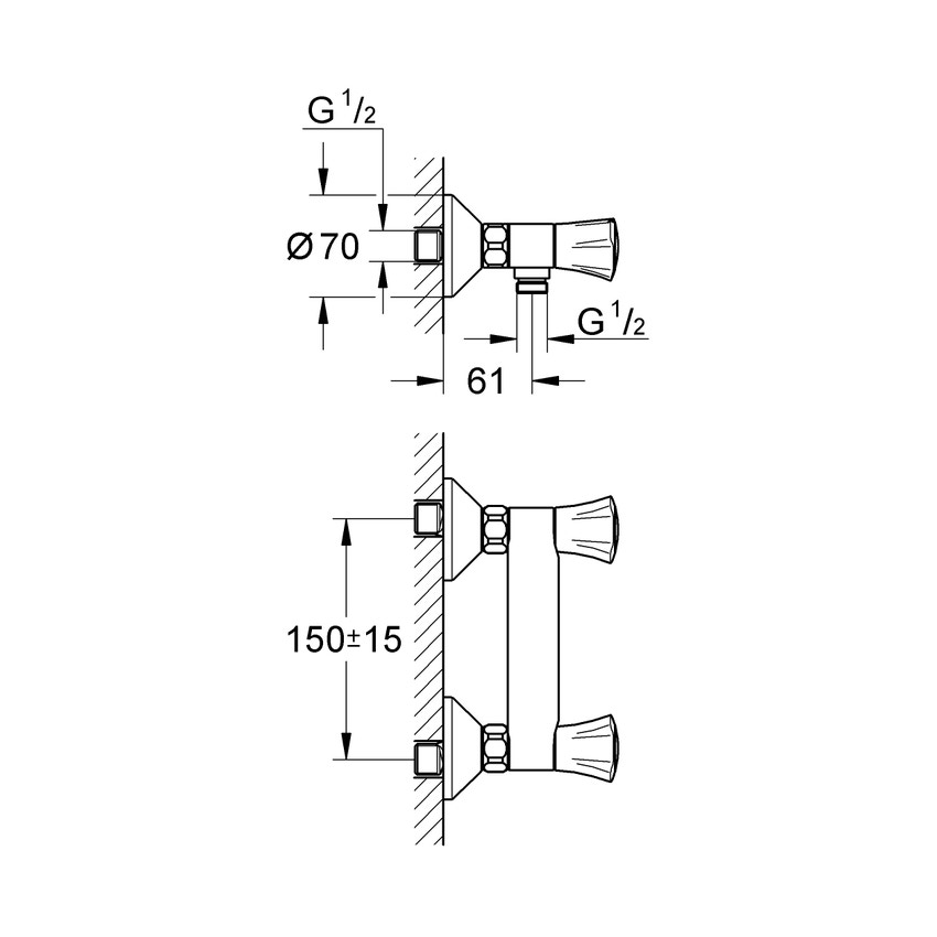 Immagine di Grohe ADRIA batteria per doccia, a parete, finitura cromo 26330001