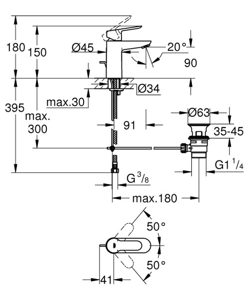 Immagine di Grohe BAUEDGE miscelatore monocomando H.15 cm per lavabo, finitura cromo 23328000