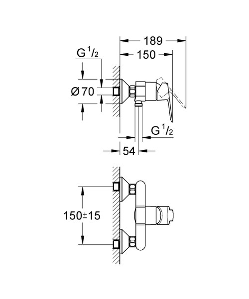 Immagine di Grohe BAUEDGE miscelatore monocomando per doccia, finitura cromo 23333000