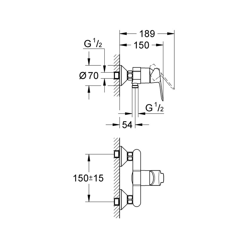 Immagine di Grohe BAUEDGE miscelatore monocomando per doccia, finitura cromo 23333000