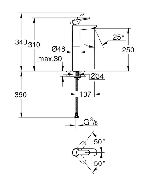 Immagine di Grohe BAUEDGE miscelatore monocomando per lavabo a bacinella taglia xl finitura cromo 23761000