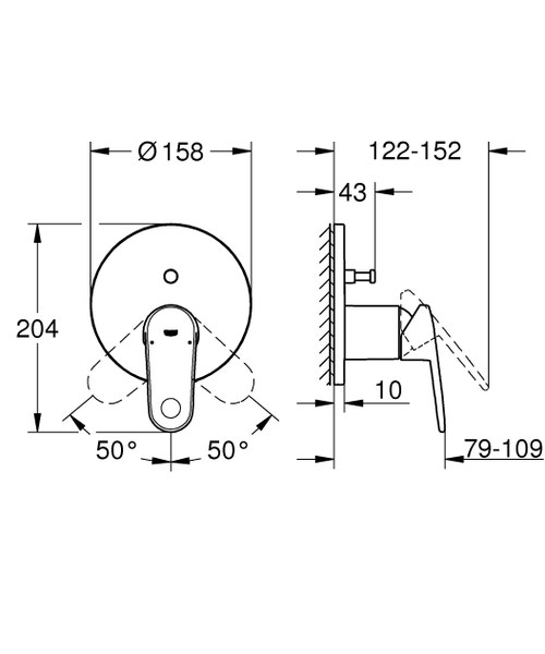 Immagine di Grohe EUROPLUS C miscelatore monocomando doccia a due vie con deviatore finitura cromo 24060002