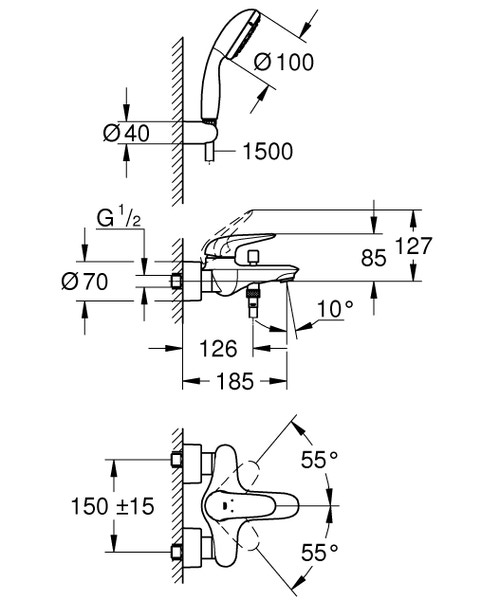 Immagine di Grohe EUROSTYLE miscelatore monocomando per vasca/doccia finitura cromo  2372930A