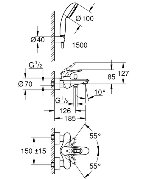 Grohe A Eurostyle Miscelatore Monocomando Per Vasca Doccia