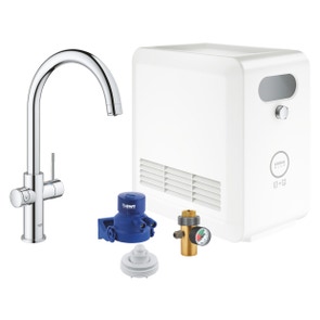 Immagine di Grohe BLUE PROFESSIONAL miscelatore monocomando bocca a C con sistema filtrante e WiFi finitura cromo 31323002