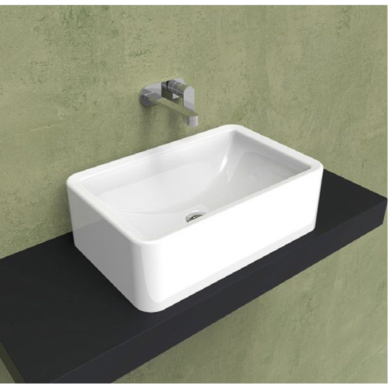 Immagine di Flaminia NILE 62 lavabo L.62 H.20 cm da appoggio, con troppopieno, colore bianco finitura lucido NL62H20