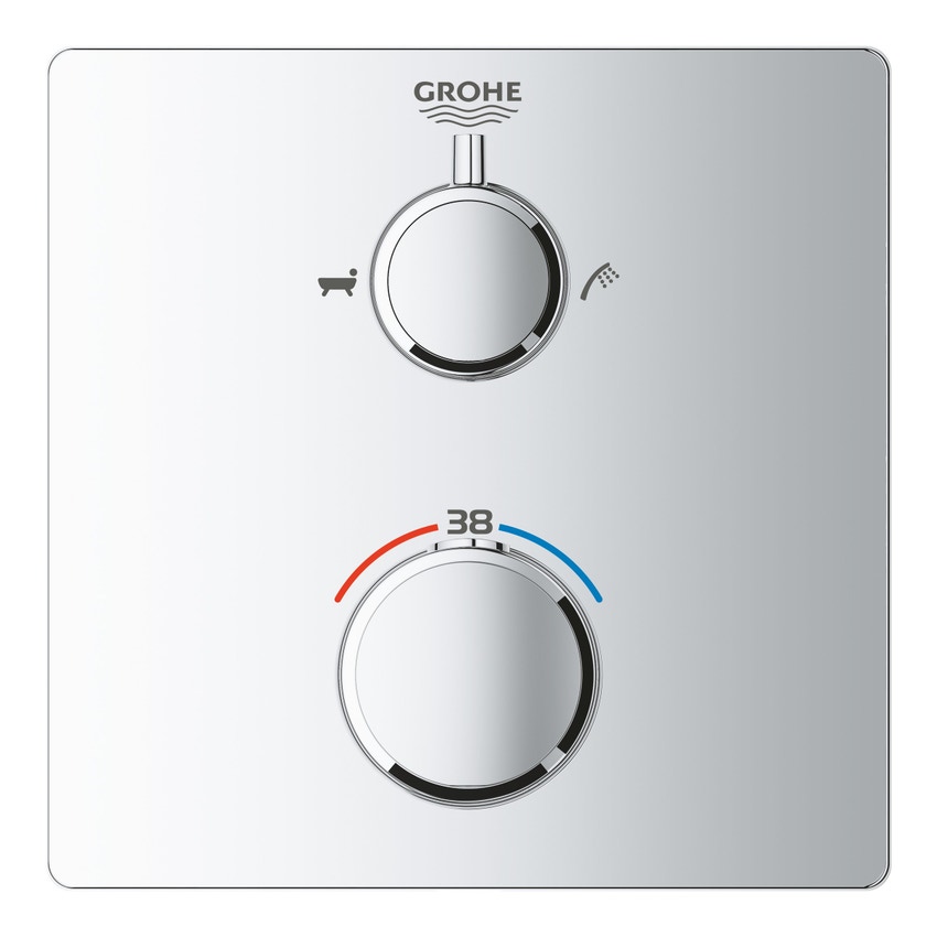 Immagine di Grohe GROHTHERM miscelatore termostatico vasca/doccia a 2 vie con deviatore, finitura cromo 24080000