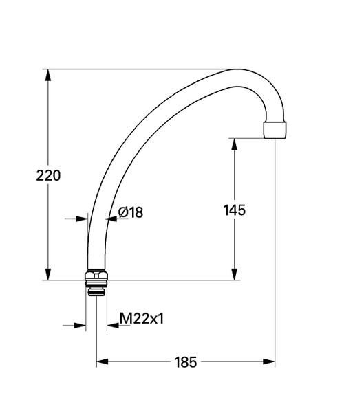 Immagine di Grohe parte di ricambio bocca alta sporgenza 140 mm con rompigetto sistra versione per scaldabagni non istantanei 13073000