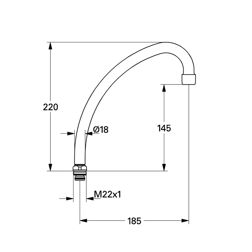 Immagine di Grohe parte di ricambio bocca alta sporgenza 140 mm con rompigetto sistra versione per scaldabagni non istantanei 13073000