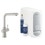 Immagine di Grohe BLUE HOME sistema completo con rubinetto per lavello bocca a L con refrigeratore, WiFi e docetta estraibile, finitura cromo satinato 31539DC0