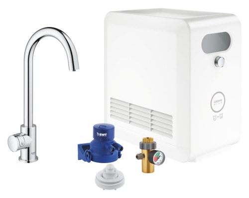 Immagine di Grohe BLUE PROFESSIONAL mono rubinetto bocca a C con sistema filtrante e WiFi, finitura cromo 31302002