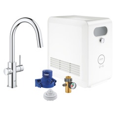 Immagine di Grohe BLUE PROFESSIONAL miscelatore con bocca a C per lavello con filtrante, WiFi e doccetta estraibile, finitura cromo 31325002