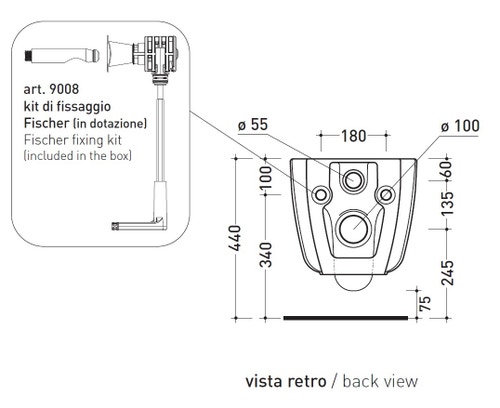 Immagine di Flaminia MONÒ vaso sospeso, senza sedile, colore bianco finitura lucido MN118