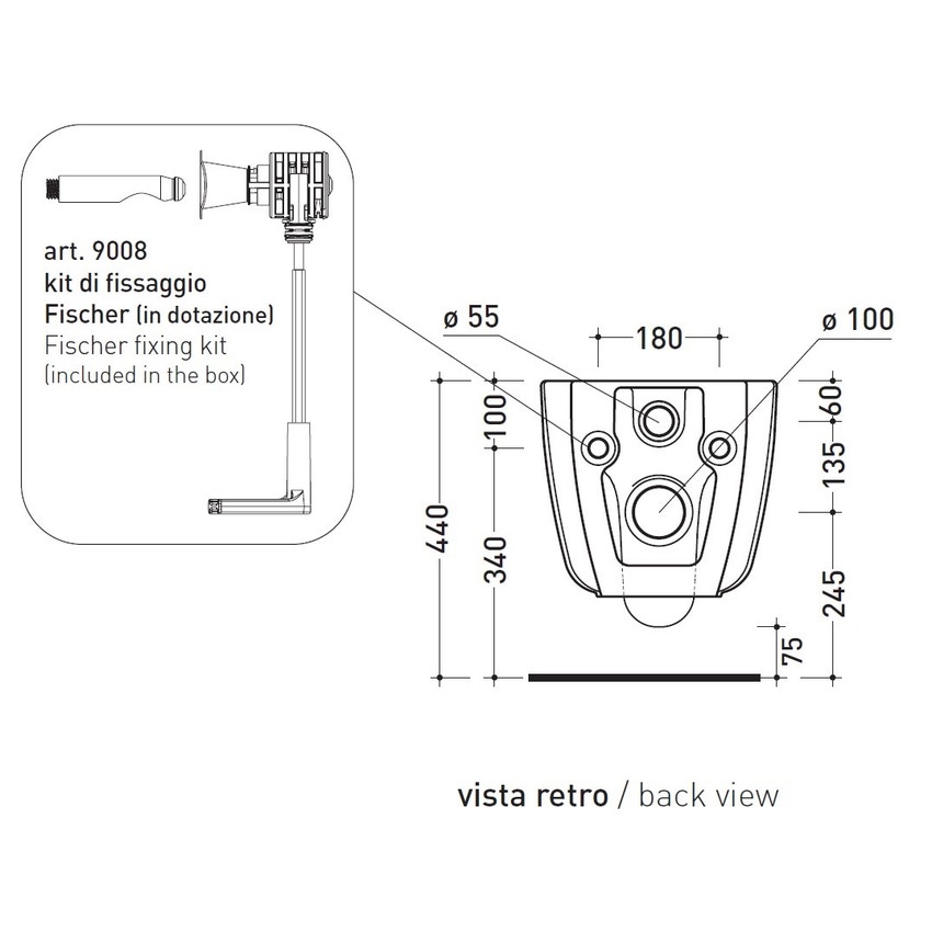 Immagine di Flaminia MONÒ vaso sospeso, senza sedile, colore bianco finitura lucido MN118