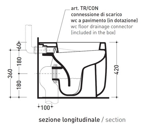 Immagine di Flaminia MONÒ vaso back to wall con scarico S/P, colore bianco finitura lucido MN117