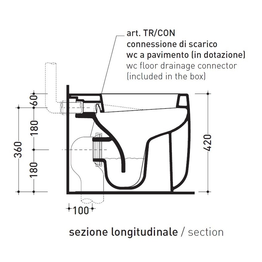 Immagine di Flaminia MONÒ vaso back to wall con scarico S/P, colore bianco finitura lucido MN117
