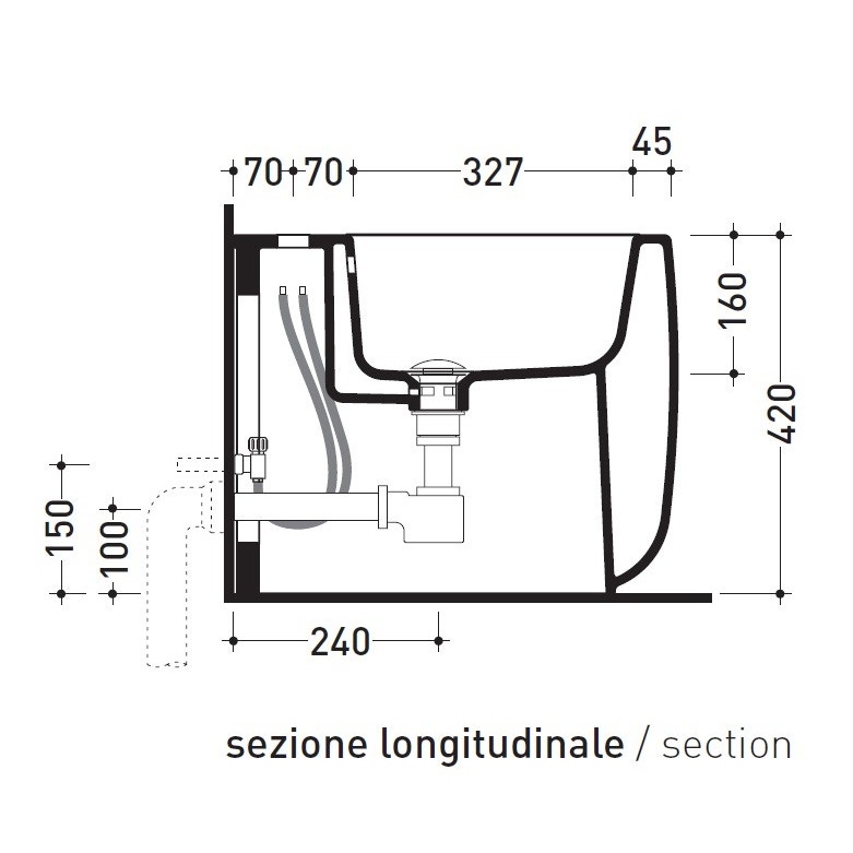 Immagine di Flaminia MONÒ bidet back to wall monoforo, con troppopieno, colore bianco finitura lucido MN217
