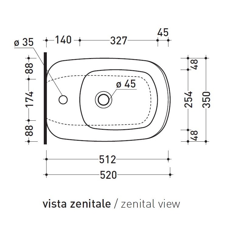 Immagine di Flaminia MONÒ bidet back to wall monoforo, con troppopieno, colore bianco finitura lucido MN217