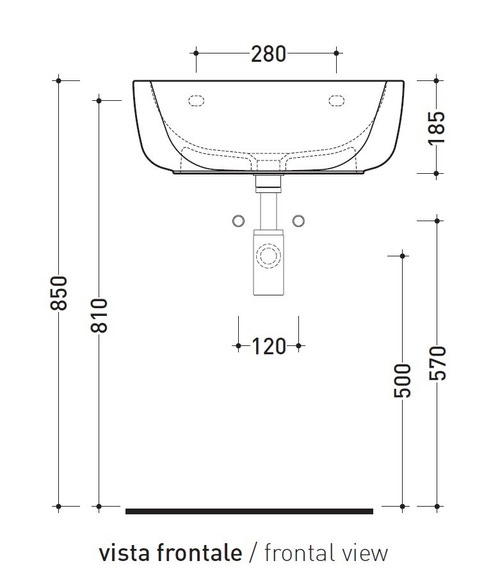 Immagine di Flaminia MONÒ 54 lavabo 54 cm da appoggio o sospeso, senza troppopieno, colore bianco finitura lucido MN54L